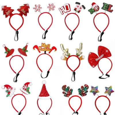 New Christmas Adjustable Plastic European American Style Pet Headband for Dogs Holiday Decorations Creating Festive