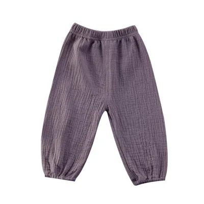 Low MOQ 100% Organic Cotton Muslin Mosquito Pants 3M-2T Neutral Baby Pants