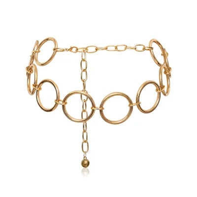 Large Gold Fashion Belts for Ladies Classic Wide 5CM Chain Belt with Alloy Buckle Honsen Brand Customized Logo for Party Wedding