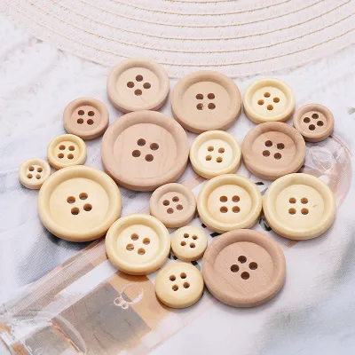 Wooden Round Flatback Buttons With Engraved Logo for Eco-Friendly Garment Accessories