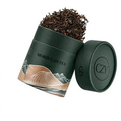 Premium Moroccan Tea Loose Leaf in Green Tin Canister With Dried Berries for Tea Ceremony Home Gift Bridal Shower