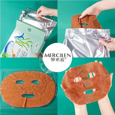 Natural and Organic 10 Sheet Particles Hydrating Seaweed Mask for Face Moisturizing Skin Care Sheet Collagen Seaweed Facial Mask