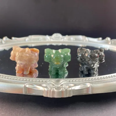 Wholesale Mixed Natural Gemstone Mini Three-Headed Cerberus Dog Crystal Carvings for Decor Crafts