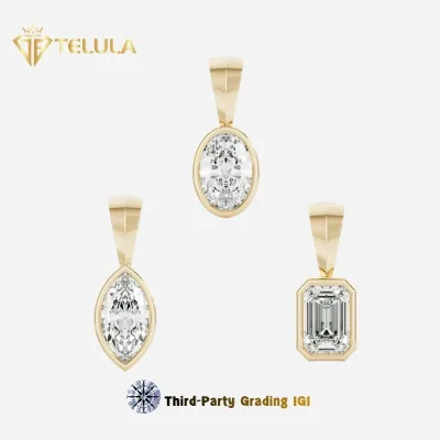 Bezel Setting 18k 14k Solid Gold Lab diamond Pendant Diamond Charm Igi Certified Lab Grown diamond Pendant