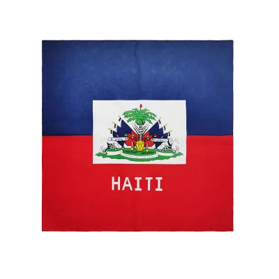 Instock No MOQ Hati National Flag Print Bandana Square Scarf Fashion Headwear Customized Supported Unisex Headband