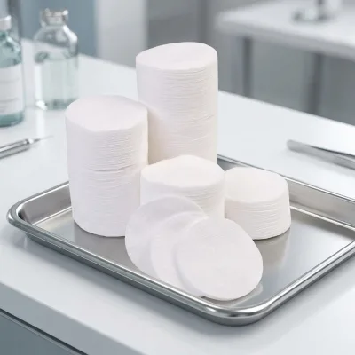 Wholesale Medical 100% Cotton Non-Sterile CE/ISO Certified Cotton Pad with Round Plain Press Various Type