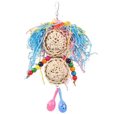 Eco-Friendly Parrot Toy Set Self-Entertainment Grass Ball and Cage Decoration Boredom Relief and Stress Management for Birds