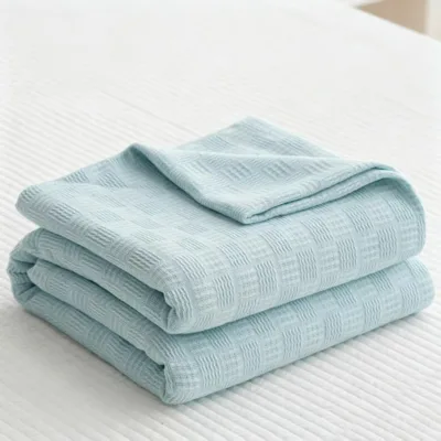 100% Pure Cotton Towel Blanket with Lightweight Breathable Texture for Daily Throw Cover of Summer Nap