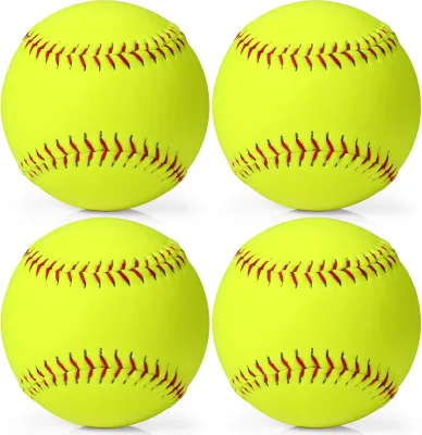 Wholesale 12 Inch Yellow PVC PU Synthetic Leather Cork Core Practice Training Softball Balls