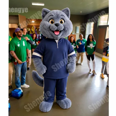 Shengye China Factory Design Your Own Mascot British Blue cat Cartoon Cosplay Costume Walking Suit Holiday Christmas Party Suits