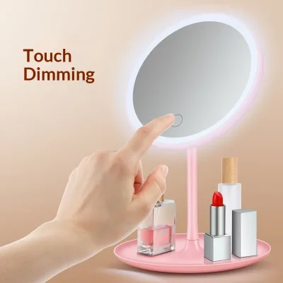 Factory-Stocked LED Makeup Mirror Smart Desktop Fill-Light Beauty Light Office Desk Storage Round Design Model YS01