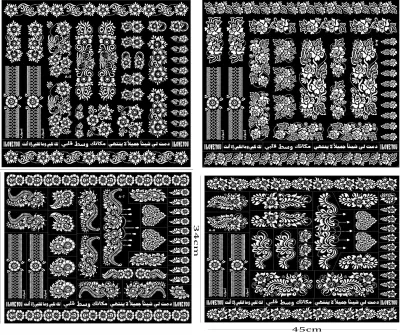 Cross-Border India Hand-Painted Henna Lace Tattoo Pattern Waterproof Palm Template Simulation Tattoo Stencils