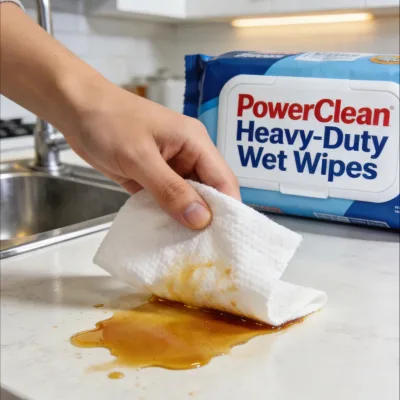 Heavy-Duty Kitchen Wet Wipes Tough On Grease 25 Count Disposable Cleaning Wipes For Countertops