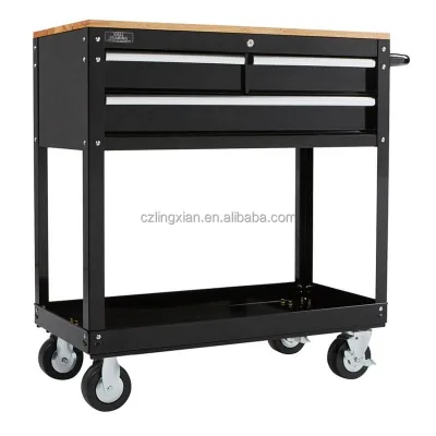 3-Drawer 36 In. W Standard Duty OEM Color Tool Storage Rolling Chest Cart with Hardwood Top OEM/ODM/OBM