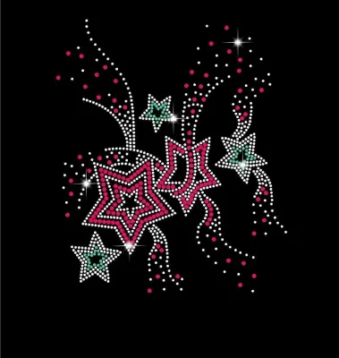 Wholesale Best Quality Custom Bling Rhinestone Transfer Star and Flower Ready Design Crystal Bead Heat Transfer