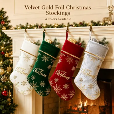 Custom Embroidered Christmas Stocking Fuzzy Snowflake High Quality Christmas Socks for Christmas Party Decor