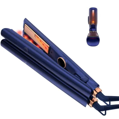 Custom Private Label 2 in 1 Titaniums Plate Flat Iron Plancha De Cabello Professional Salon Fast Curling Hair Straightener