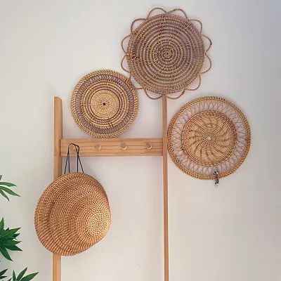 High-quality Eco-friendly Hollow Out Design Rattan Teapot Mat Household Rattan coaster and Tea Placemat