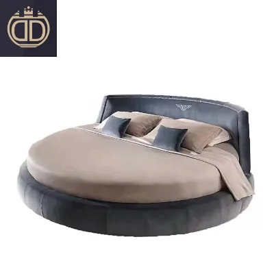 Latest Circle king Size Leather Cheap Round Shape Bed with Mattress