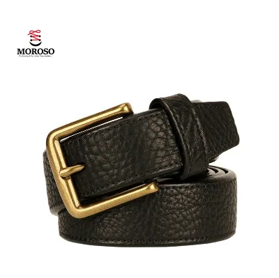 2024 Handmade Luxury Men's Belt New Design Cow Hide Leather Belt for Men Copper Buckle Width 3.5-4.0 cm Length 110-120 cm