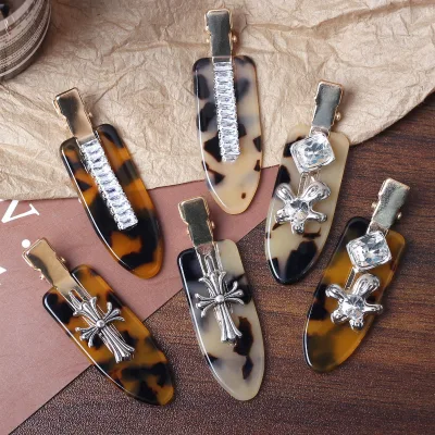 Fashion Creative No Bend Hairpin Acetate Creaseless Hair Clips With Cross Charm for Decoarion