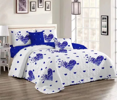 Navy Quilt Set Queen Size Dark Blue Bedspread Coverlet Set Soft Easy Care All Season Bedding Set 1 Quilt and 2 Pillow Shams