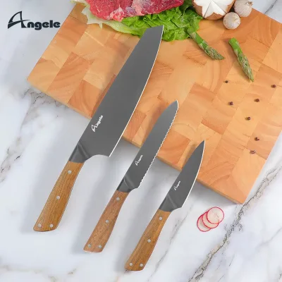 Professional High-Carbon Stainless Steel Blade Paring Knives Wooden Handle