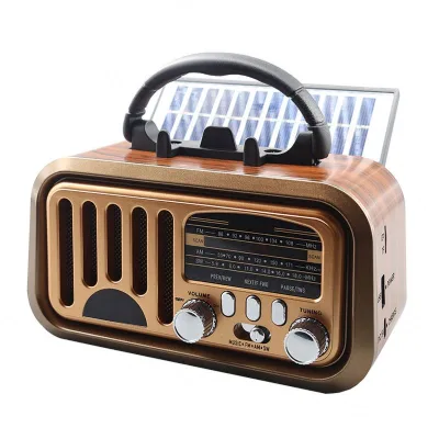 Cross-border New Arrival Retro Solar Portable Multifunctional Three-band Radio Pluggable Radio BT Audio