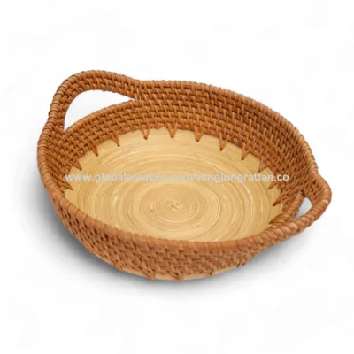 Bamboo Straw Rattan Bowl for homeware Bamboo Coiled fruit basket