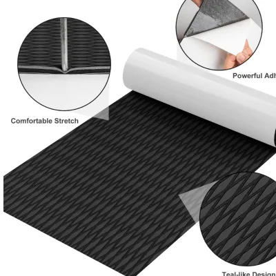 Black Small Diamond-shaped EVA Floor Mat for Surfboard Footrest, Outdoor Yacht Floor, Boat Deck, Swimming Pool Staircase Pad