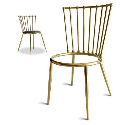 Light-luxury Nordic-style Minimalist Dining Chair Leg Frame Backrest Fingerprint-resistant Gold-plated Stainless Steel Hardware