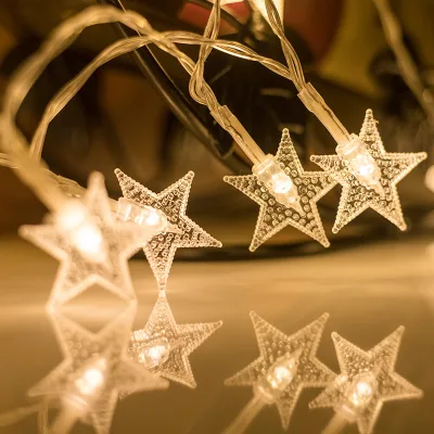 YN Star LED String Lights Clear Five-Pointed Star Warm White IP44 Waterproof Flexible Fairy Lights USB/Battery/Plug-in Powered