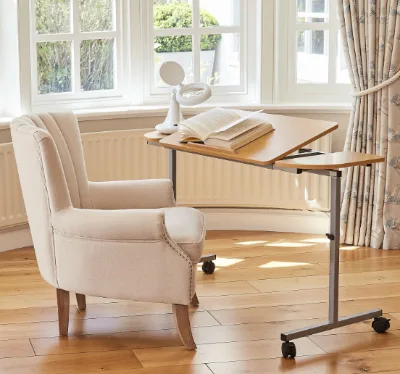 Adjustable Bedside Mobile Laptop Overbed Table With Wheels