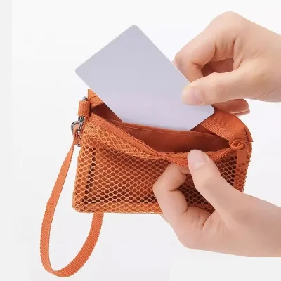 Custom Logo Mesh Wallet Bag Wholesale Price Double-Layer Zipper Storage Pouch Small Card Holder Factory Supply