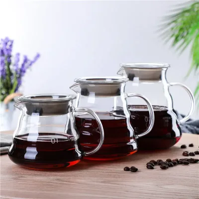 Borosilicate Glass Tea and Coffee Kettle Classic Design Heat Resistant Carafe Pot for Latte Black Milk Tea Making