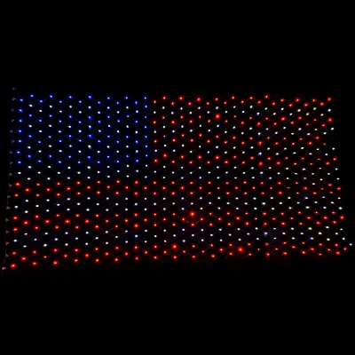 Pattern Size Customized Waterproof USA Independence Day String Light Led American Flag Net Light