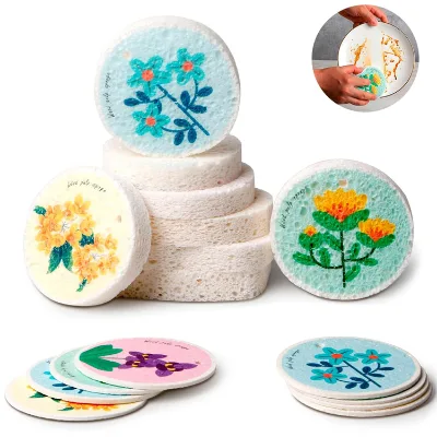 Hot-Selling Custom Eco-Friendly Biodegradable Sustainable High Absorbency Kitchen Cleaning Printing Dish Washing Sponge