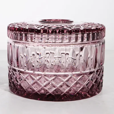 Handmade Carved Cylinder Clear Glass Tissue Box Luxury Hotel New Style Tableware Tissue Holder