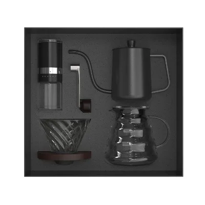 Christmas Gift Outdoor Drip Travel Bag Gift Set Box Packaging Grinder Pot Kettle Pour Over Coffee Maker Set for New Year