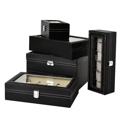 Leather Watch Box Multi-piece Transparent Window Dust-proof Watch Jewelry Bracelet String and Accessory Display and Storage Box