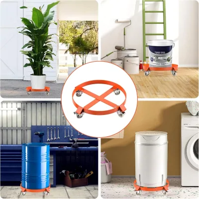 Pro-Grade Barrel Mover 1000 Lbs Capacity Thick Wall Steel Pipe Drum Dolly With Brakes for Food & Beverage Manufacturing