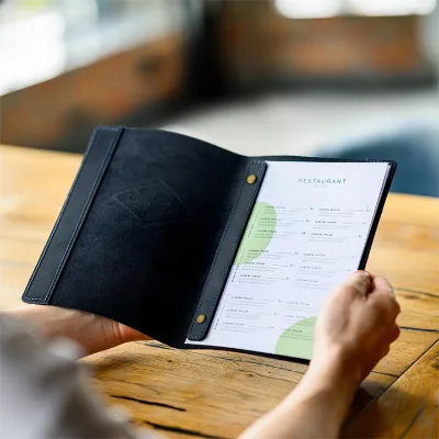 Premium Genuine Leather Menu Holder Restaurant Menu Folder Custom Wine List Cover Luxury Cafe Menu
