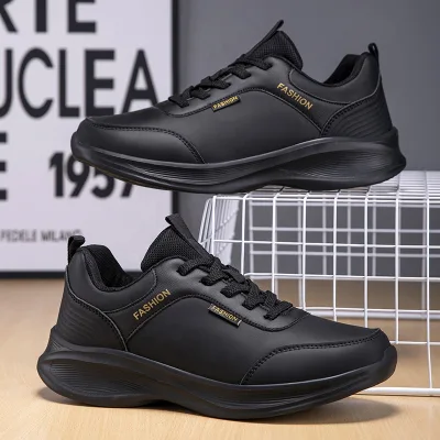 For New Design Platform Lace-up Soft Casual Sneakers Black Fashion Breathable Summer Running Shoes for Men