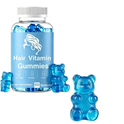 Blue Hair Vitamin Gummies Dietary Supplement 60 Gummies Hair Growth Strength Shine Bear Gummi Bears