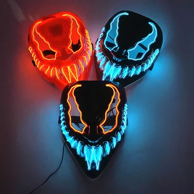 Hot Selling Halloween Movie Horror Mask LED Luminous Light up Mask Cosplay Costumes Masquerade Party Decoration