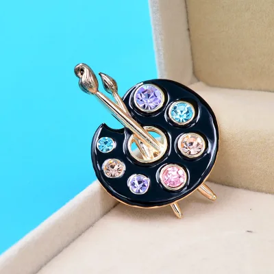 Hot Sale Enamel Drop Oil Rhinestone Painting Plate Brooch Coat Brooch Ladies Geometric Painting Oil Corsage Brooches