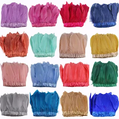 Wholesale 13colors Available 14-20CM Dyed Colours Goose Feather Trim for Carnival Decoration Dance Costumes