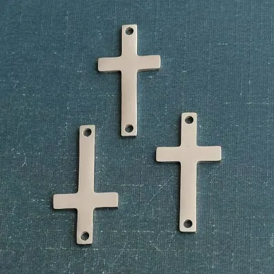 Hot Selling Double Hole Cross Small Pendant Mirror Stainless Steel 11 * 22mm Pendant
