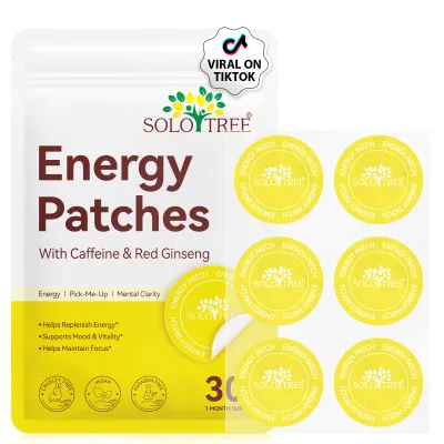 SOLOTREE Energy Transdermal Patches Boost Energy Focus Support Healthcare Supplement Energy Patches With Caffeine & Red Ginseng