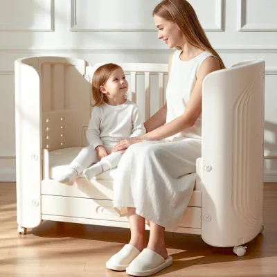 Vsuch Movable Assembled Baby Crib Multi Stage Growth Co-Sleeping Side Bed for Newborn Infant Toddler Sleeping Use